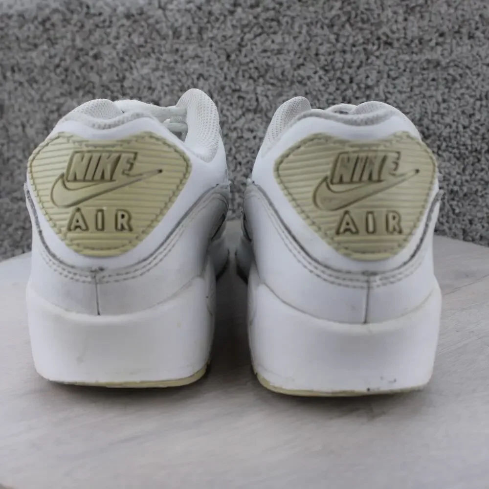 Nike Air Max 90 Triple White Leather Sneakers Youth 7 / Womens 8.5